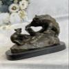 Handcrafted Bronze Sculpture Sale Cub & Bear Mother Signed Russelle Figurine Art view 1