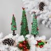 Glittered Christmas Tree with Red Cardinals Decoration - 14.5" - Green and Red view 2