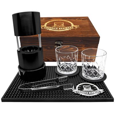 Pressice Barware Ice Press Kit 2.3" Fast Sphere Maker American Owned & Operated Includes Ice Mold Aircraft-Grade Aluminum Ice Press for Father's Day Gift (Black Kit)