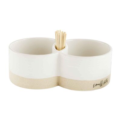 Mud Pie, White, 4 1/4" x 6 3/4" Sectioned Toothpick Server