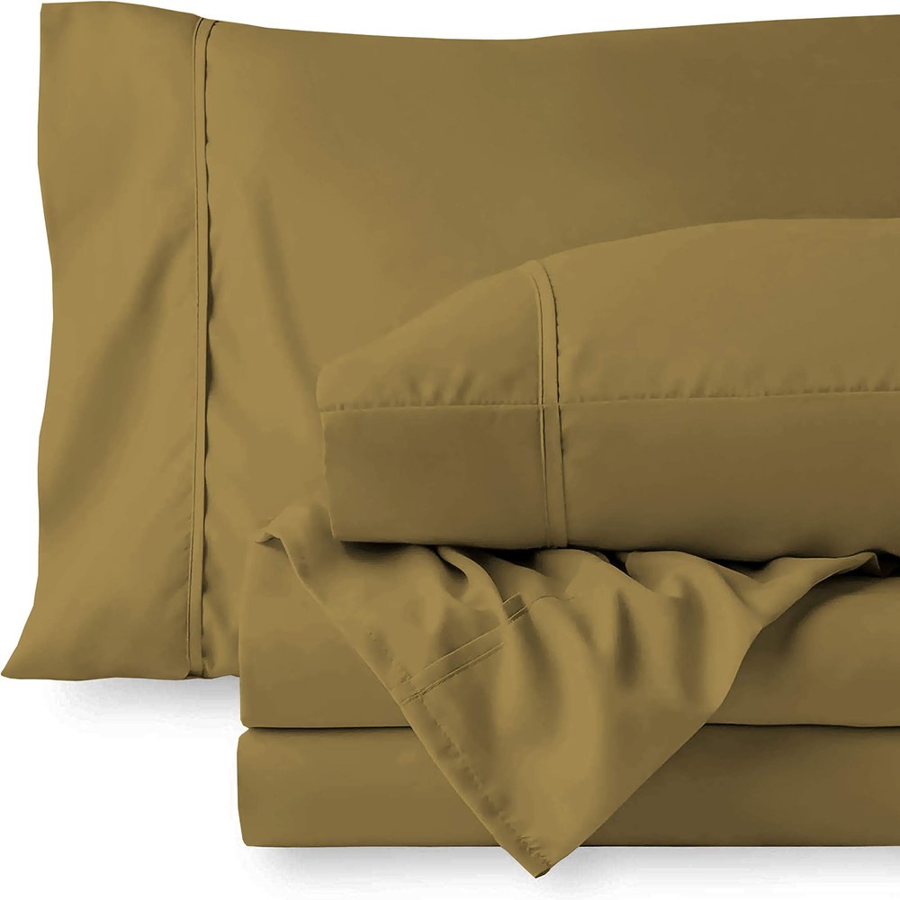 Cotton 600 Thread Count- 4 Pieces Sheet Set California King Size, Taupe  Soft Quality 100% Bedding Sheet  Luxury 16 Inch Deep Pocket & Bedding Set with Flat Sheet, Fitted Sheet, 2 Pillow Cases