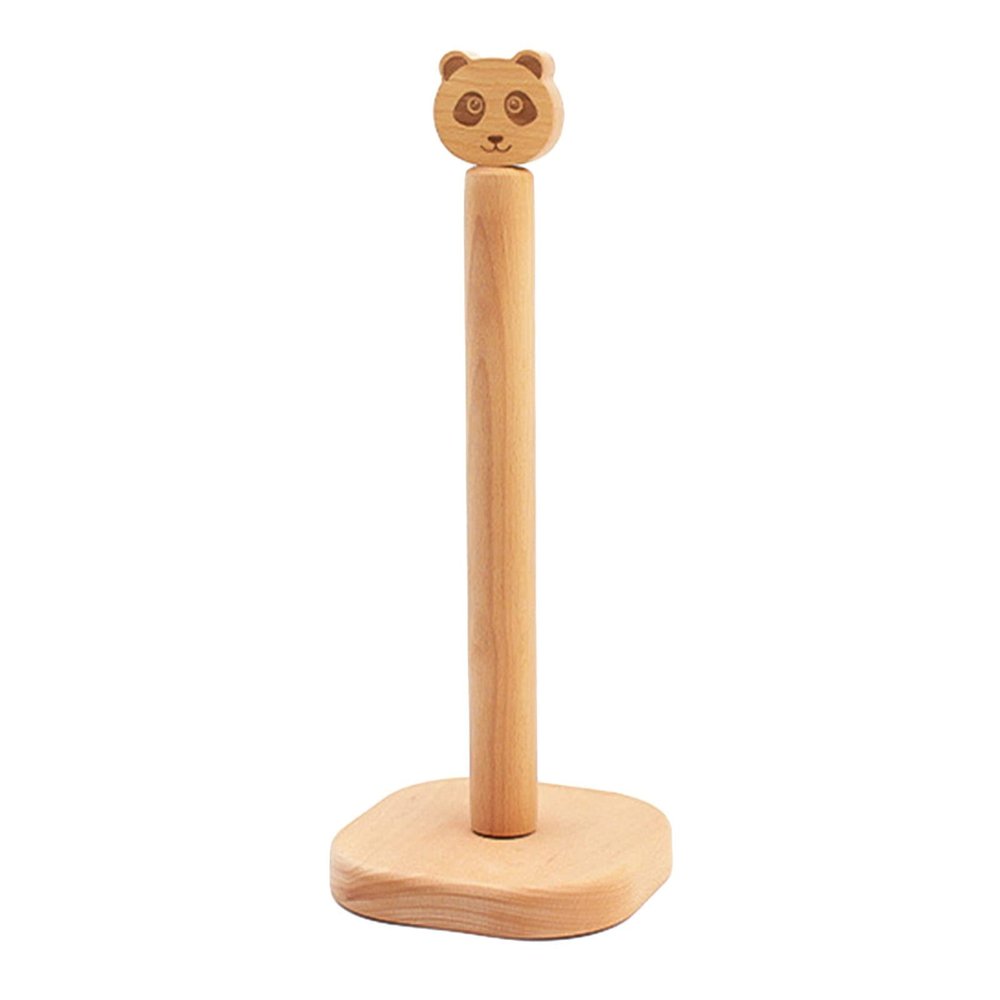 LIU- Wooden Paper Towel Holders for Kitchen, Countertop Standing Paper Towel Holder,with Cute Panda Top and Non-slip Base, for Home Kitchen Dining Room Decor