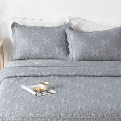 Brandream King Size Quilt Set Farmhouse Quilted Bedding Set Grey Queen Oversized Bedspreads Vintage Quilts