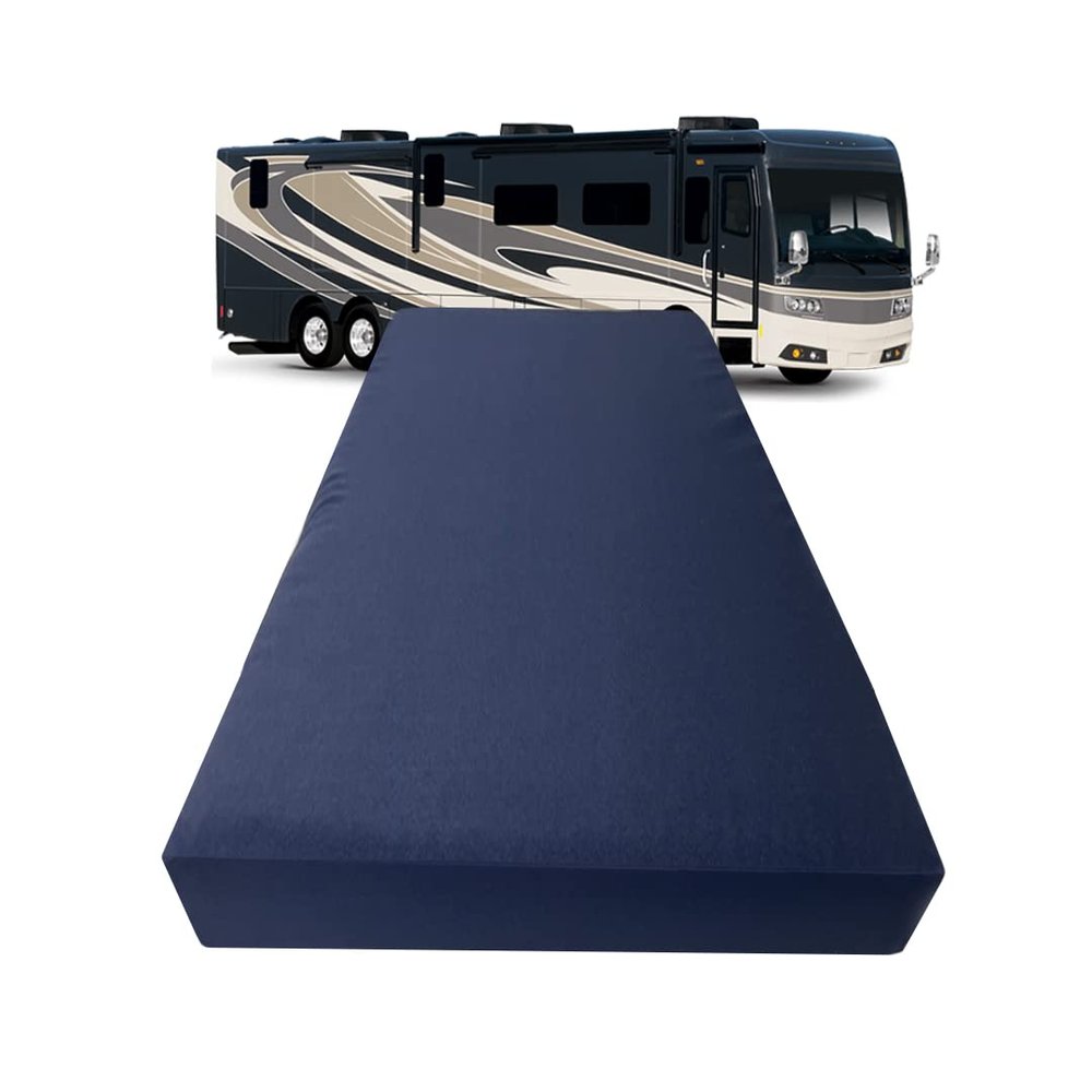 FoamRush 8-Inch Bunk (30" x 80") Gel Memory Foam RV Mattress Replacement with Canvas Navy Cover, Medium Firm, Made in USA, Camper Trailer, Removable Water-Resistant Outdoor/Indoor Cover with Zipper
