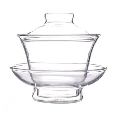 Cabilock Clear Tea Cup with Lid: Crystal Glass Teacup Chinese Japanese Gaiwan Bowl Mug for Ceremony Kung Fu Accessories Style 2