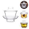 Cabilock Clear Tea Cup with Lid: Crystal Glass Teacup Chinese Japanese Gaiwan Bowl Mug for Ceremony Kung Fu Accessories Style 2 view 3