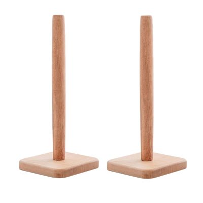 LIU- 2 Pack Wooden Paper Towel Holder, Kitchen Countertop Beech Paper Towel Stand, Rustic Farmhouse Roll Tissue Holder,Household or Commercial Use
