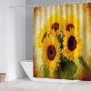 AZHM Sunflower Shower Curtain Sets with Rugs 4 Piece Flower Floral Decor for Bathroom Toilet Bathroom Mat, Curtain and 12 Hooks view 2