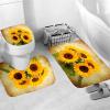 AZHM Sunflower Shower Curtain Sets with Rugs 4 Piece Flower Floral Decor for Bathroom Toilet Bathroom Mat, Curtain and 12 Hooks view 4
