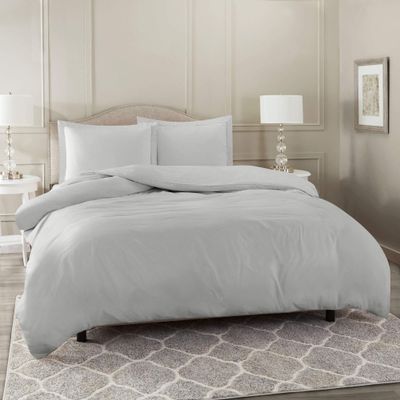 AMAY Giza Cotton, Super, Luxurious, Stylish 3-Piece Duvet Cover Set 800 Thread Count- Twin XL Silver Grey Solid