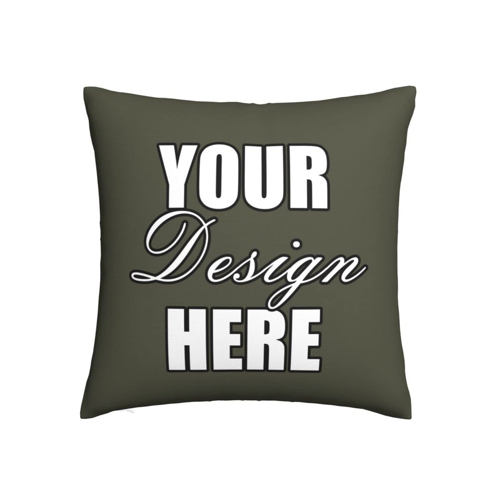 Customized Throw Pillowcases, Photo Gifts,Add Your Own Text, Decorative Pillow Cases (14"x14")-Military Green