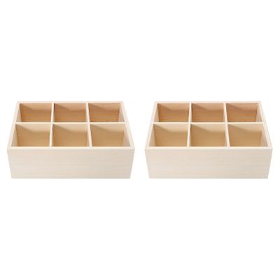 DOITOOL 2pcs Wooden Desktop Organizer Box Compartments Stylish Sundries Storage for Office Supplies Tools and Items for Use