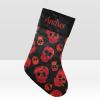 CUXWEOT Personalized Mexican Sugar Skulls Red Black Christmas Stockings Customize Name Candy Bag for Family Holiday Party Decorations Gift 17.52 x 7.87 Inch view 1