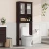 Topeakmart Modern Free-Standing Over-The-Toilet Storage with 2-Door Tempered Glass Cabinet and 1 Open Shelf, Space-Saving for Bathroom, Espresso view 2