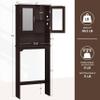 Topeakmart Modern Free-Standing Over-The-Toilet Storage with 2-Door Tempered Glass Cabinet and 1 Open Shelf, Space-Saving for Bathroom, Espresso view 3