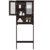Topeakmart Modern Free-Standing Over-The-Toilet Storage with 2-Door Tempered Glass Cabinet and 1 Open Shelf, Space-Saving for Bathroom, Espresso view 4