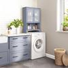 Topeakmart Over The Toilet Storage with 2-Door Tempered Glass Cabinet, Wooden Space-Saving with Toilet Rack and Inner Adjustable Shelf, L25xW9xH66, Grey view 4