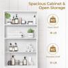 Topeakmart Over The Toilet Storage with 2 Doors & Adjustable Shelf, Free Standing Toilet Rack, Home Space-Saving Furniture with 2 Upper Open Compartments, L25xW8xH77 Inches, White view 4