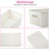 AREYZIN Plastic Storage Baskets With Lid Organizing Container Lidded Knit Storage Organizer Bins for Shelves Drawers Desktop Closet Playroom Classroom Office, White, 6 Pack view 2