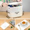 AREYZIN Plastic Storage Baskets With Lid Organizing Container Lidded Knit Storage Organizer Bins for Shelves Drawers Desktop Closet Playroom Classroom Office, White, 6 Pack view 3