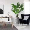 Artificial Tree in Contemporary Geometric Pattern Planter, Fake Monstera Silk Tree for Indoor and Outdoor Home Decoration - 65" Overall Tall (Plant Pot Plus Tree) view 1