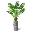 Artificial Tree in Contemporary Geometric Pattern Planter, Fake Monstera Silk Tree for Indoor and Outdoor Home Decoration - 65" Overall Tall (Plant Pot Plus Tree) view 2