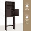 Topeakmart Over The Toilet Cabinet, Double Door Bathroom Storage Organizer, Toilet Rack with Inner Adjustable Shelf and 2 Upper Open Compartments, L25xW8xH77 Inches, Espresso view 3