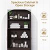 Topeakmart Over The Toilet Cabinet, Double Door Bathroom Storage Organizer, Toilet Rack with Inner Adjustable Shelf and 2 Upper Open Compartments, L25xW8xH77 Inches, Espresso view 4