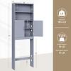 Topeakmart Over The Toilet Cabinet, Double Door Bathroom Storage Organizer, Toilet Rack with Inner Adjustable Shelf and 2 Upper Open Compartments, Gray view 3