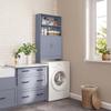 Topeakmart Over The Toilet Cabinet, Double Door Bathroom Storage Organizer, Toilet Rack with Inner Adjustable Shelf and 2 Upper Open Compartments, Gray view 4