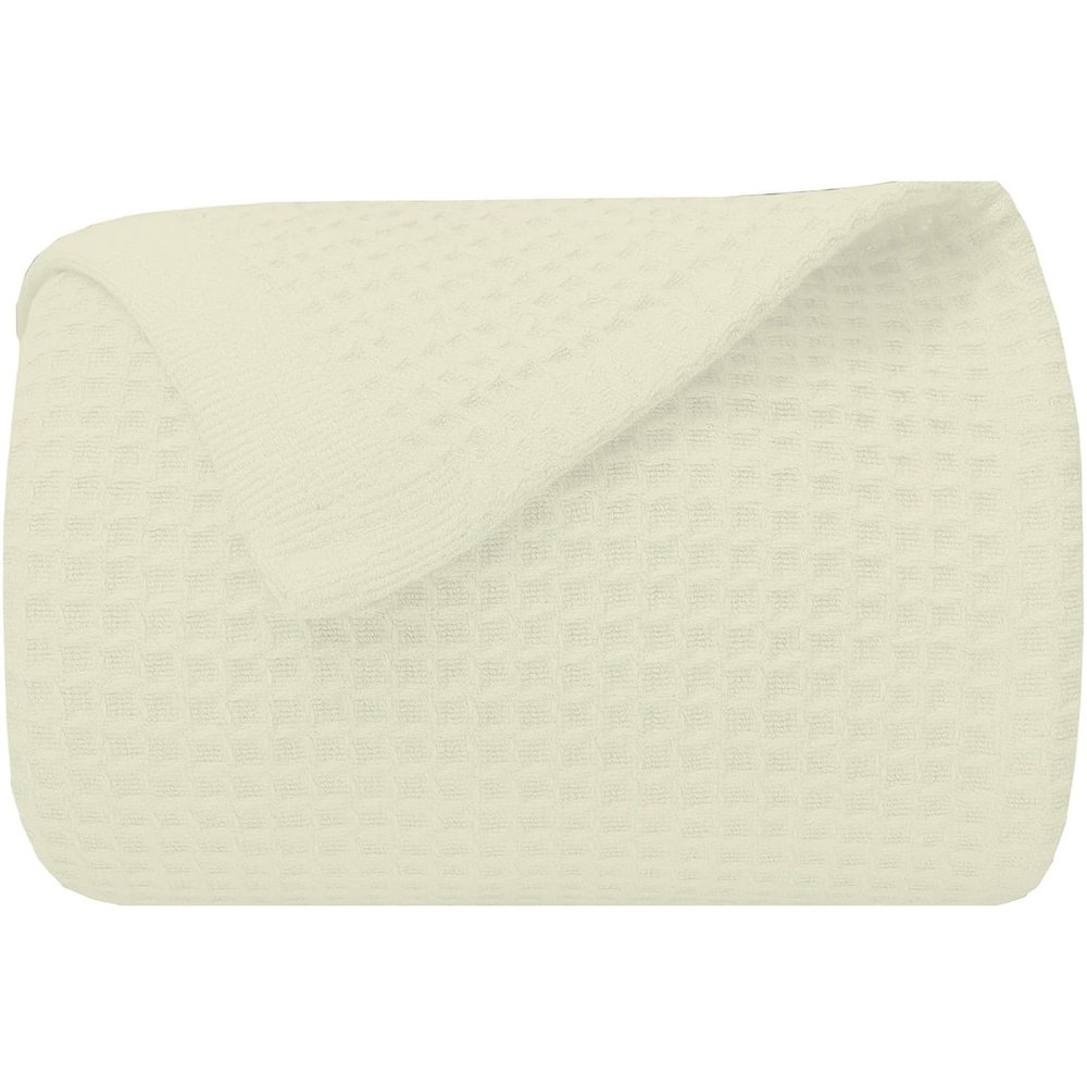 ARlinen Waffle Bed Blanket, 100% Cotton, Soft, Lightweight, Breathable, Thermal Blanket for All Seasons, Full Size, Ivory
