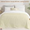 ARlinen Waffle Bed Blanket, 100% Cotton, Soft, Lightweight, Breathable, Thermal Blanket for All Seasons, Full Size, Ivory view 4