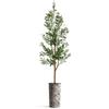 Artificial Tree in Contemporary Geometric Pattern Planter, Fake Olive Silk Tree for Indoor and Outdoor Home Decoration - 68" Overall Tall (Plant Pot Plus Tree) view 2