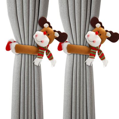 2 Pack Christmas Curtain Buckle Tieback Curtain Tiebacks Christmas Window Decorations Cartoon Curtain Holdback Holder Fastener for Xmas Holiday Ornaments Home Decor (Elk)