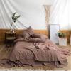 4 Pieces Cotton and Linen Mixed Home Bedding Solid Color Coffee Bed Sheets & Pillowcases Full Size Western Duvet Cover Sets (41YS-1-2MKK, 4pcs Full Size) view 2
