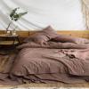 4 Pieces Cotton and Linen Mixed Home Bedding Solid Color Coffee Bed Sheets & Pillowcases Full Size Western Duvet Cover Sets (41YS-1-2MKK, 4pcs Full Size) view 3