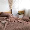4 Pieces Cotton and Linen Mixed Home Bedding Solid Color Coffee Bed Sheets & Pillowcases Full Size Western Duvet Cover Sets (41YS-1-2MKK, 4pcs Full Size) view 4