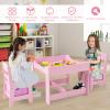 Costzon Kids Table and Chair Set, 3 in 1 Wooden Activity Table for Toddlers Arts, Crafts, Drawing, Reading, Playroom, Toddler Table and Chair Set w/ 2 in 1 Tabletop, Storage Space, Gift for Boy & Girl view 3
