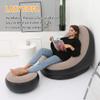 Inflatable Lounge Chair for Adults, Folding Portable Lazy Sofa with Foot Stool Lazy Flocking Recliner Chair Air Couch Sofa for Indoor Outdoor Travel CampingNo Pump view 4