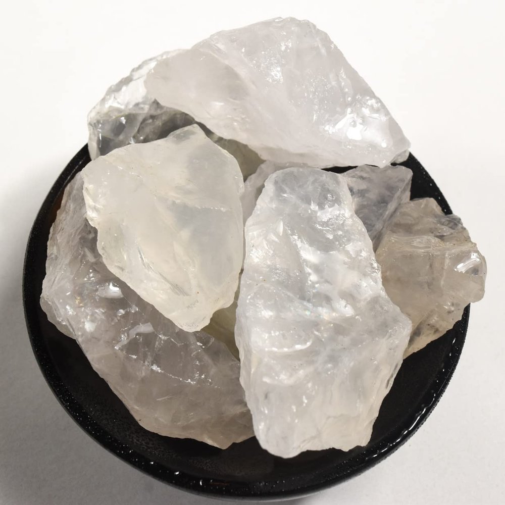 20PCs Clear White Girasol Rough Stones Natural Sparkling Translucent "Moon Opal" Gemstone Crystal Mineral Raw Specimens - Madagascar