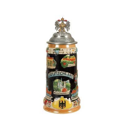 0.9L Beer Stein with Matel Pewter Lid Stanley Steel Germany Oktoberfest Tankard Eagle Bierkrug Drinking Glass Horn Coffee Mug Beer Stine Mug for Men for Beer Glasses