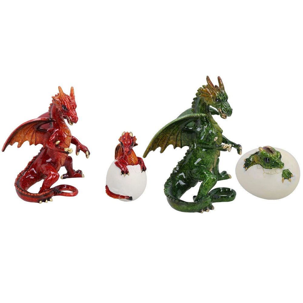 AB Tools Standing Dragon & Egg Resin Fantasy Sculpture Statue Ornament Figurine Mythical