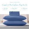 Carressa Linen California King Egyptian Cotton Sheets - 800 High Thread Count Egyptian Cotton Cal King Sheets (4 PC, Marine Blue), Soft, Cooling, 16" Deep Pocket Sateen Weave Luxury Hotel Bed Sheet view 3