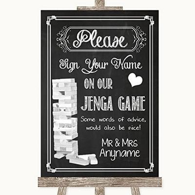 Chalk Sketch Jenga Guest Book Personalized Wedding Sign