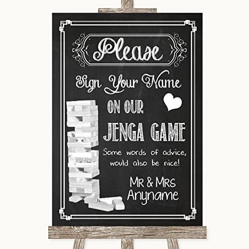 Chalk Sketch Jenga Guest Book Personalized Wedding Sign