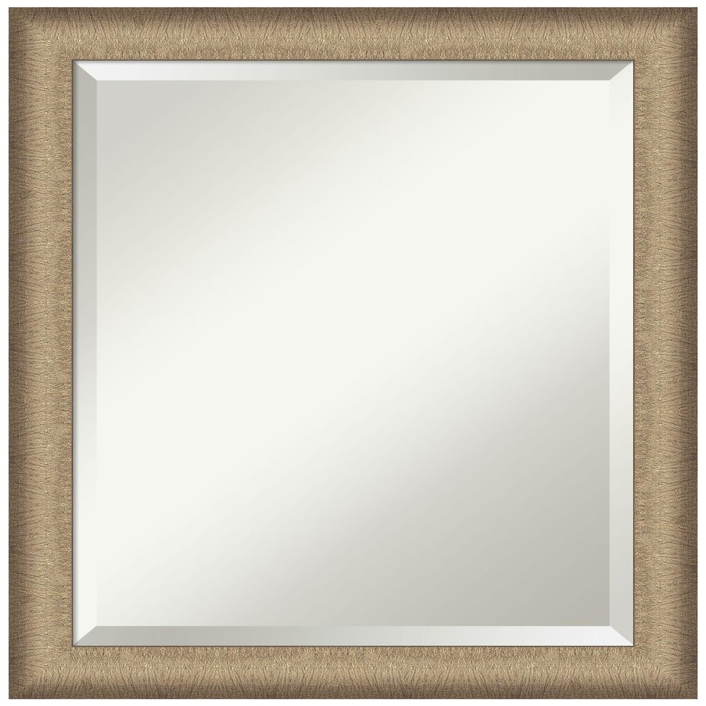 Amanti Art Bronze Wall Mirror 23x19 Elegant Brushed Bronze Narrow Rectangle Bathroom Mirror for Wall Decor Living Room, Small Casual Frame, Hangs Horizonally and Vertically, Bathroom Decor, Beveled