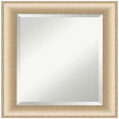 Amanti Art Gold Wall Mirror 25x21 Elegant Brushed Honey Rectangle Bathroom Mirror for Wall Decor Living Room, Small Casual Frame, Hangs Horizonally and Vertically, Bathroom Decor, Beveled Edge