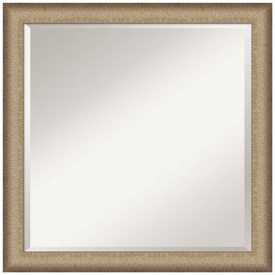 Amanti Art Bronze Wall Mirror 23x23 Elegant Brushed Bronze Narrow Square Bathroom Mirror for Wall Decor Living Room, Medium Casual Frame, Hangs Horizonally and Vertically, Bathroom Decor, Beveled Edge