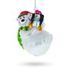 Polar Bear with Penguin Glass Christmas Ornament view 1