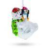 Polar Bear with Penguin Glass Christmas Ornament view 2